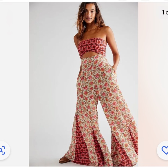 Free People Pants - Free People Juliet Cutouts Strapless Wide Leg Jumpsuit M